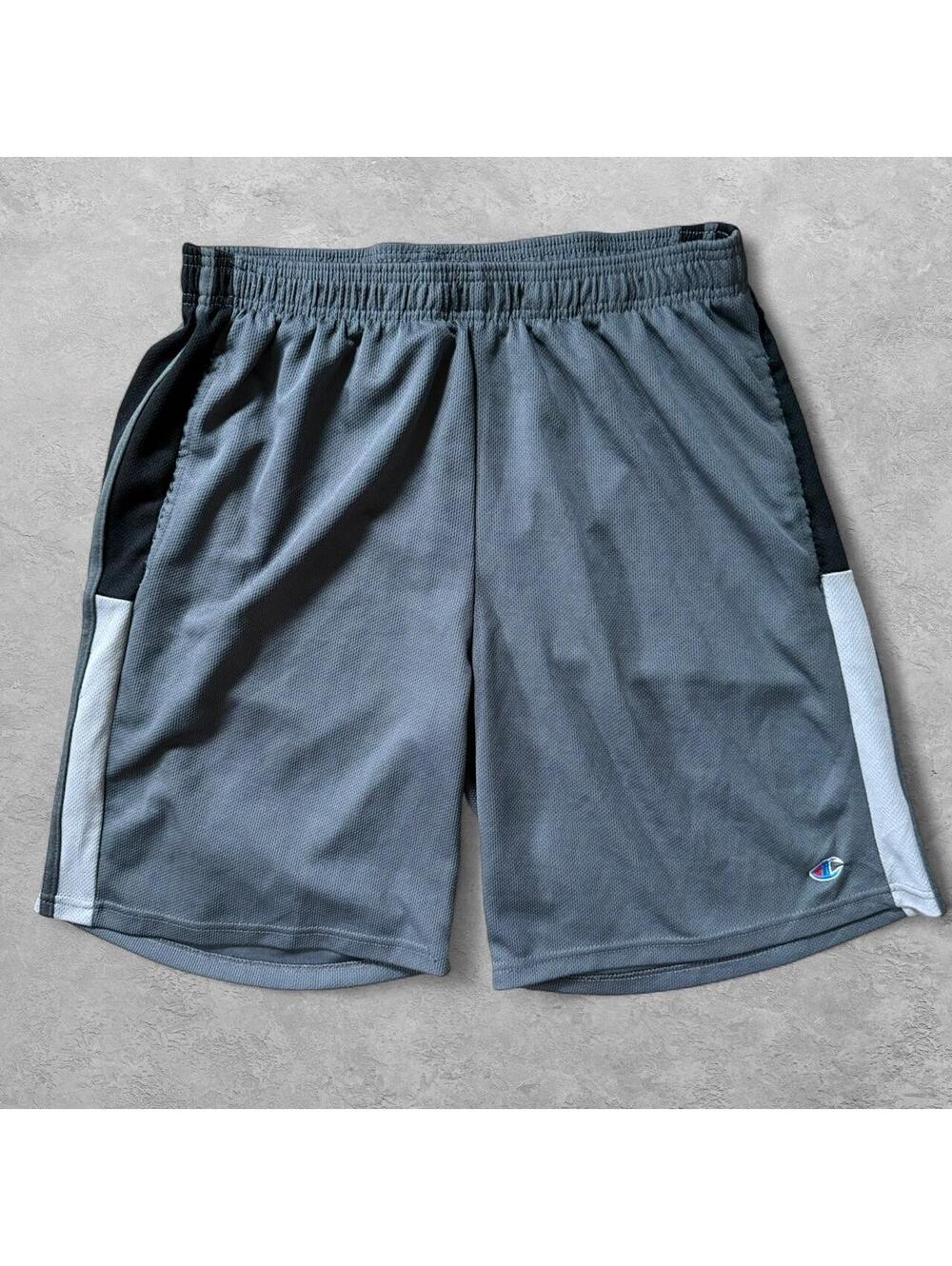 Vintage Champion Grey Colorblock Mesh Athletic Shorts - Sz XL no waist string